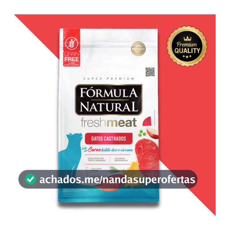 Ração Fórmula Natural Fresh Meat Carne para Gatos Castrados 10kg