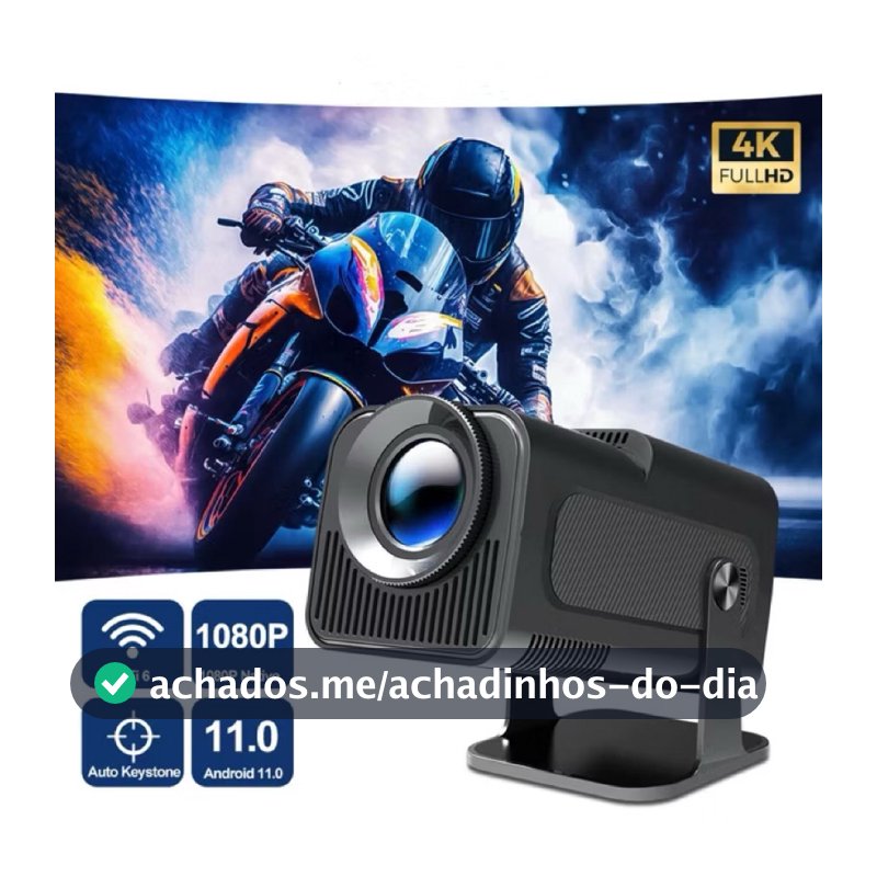 Mini Projetor HY320 Portátil Full HD 1080p | Compatível 4K, Bluetooth, HDMI, USB | Cinema em Casa com Alto-Falante Integ