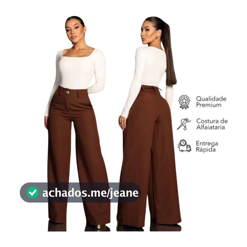 Calça Alfaiataria Pantalona Cintura Alta