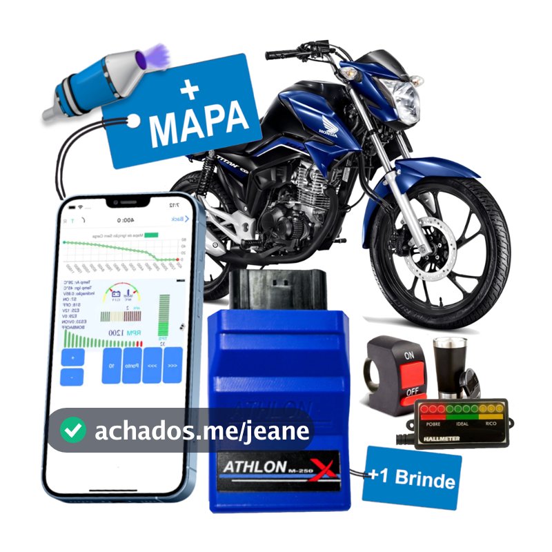 Nova Central Athlon Módulo Injeção Programável Para Motos Honda Aumentar Potência Moto App Fogo Escape Pipoco Two Step