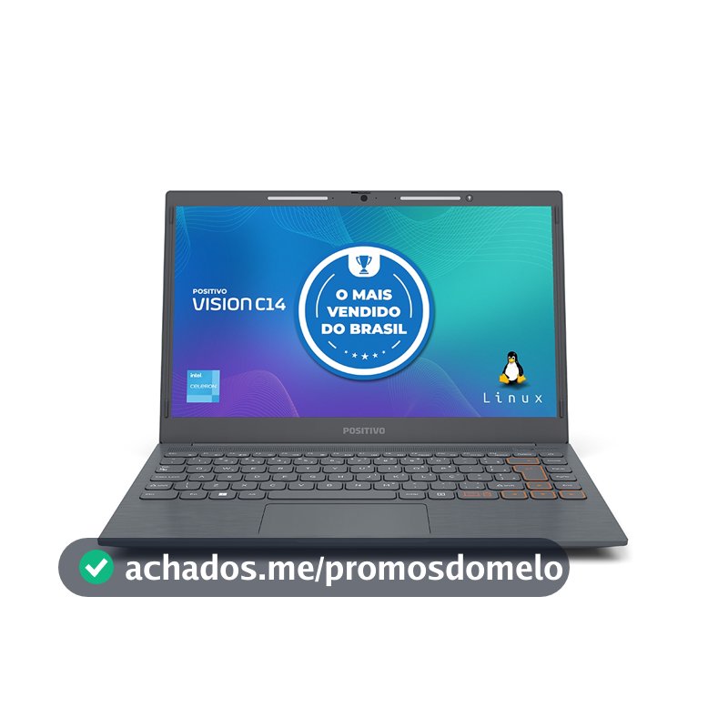 Notebook Positivo Vision C14 Intel® Celeron® Linux 4GB 128GB eMMC 14” HD Lumina BAR – Cinza