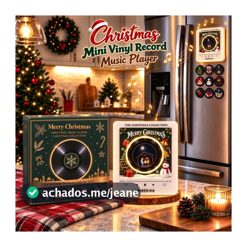 [Vem Com Música] Reprodutor De Vinil De Natal Registro De Geladeira Conjunto De Caixa De Magnética NFC Mini Ímãs Jingle
