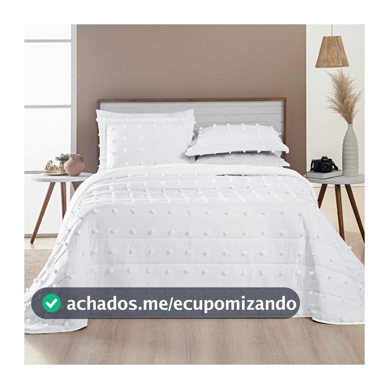 Cobre Leito Solteiro Casal Queen King Pompom 300 Fios Dupla Face 2 e 3 Peças