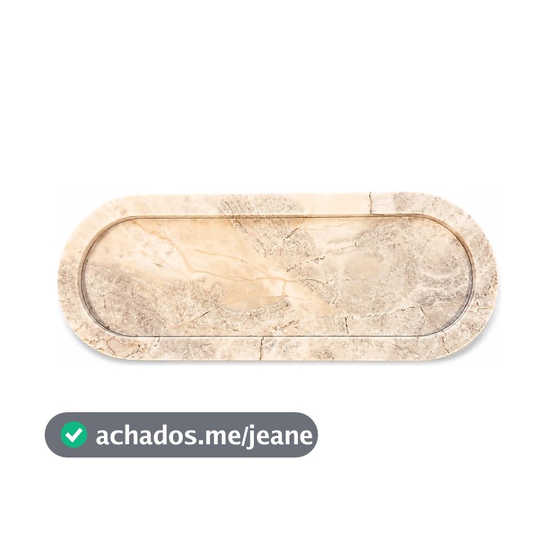 Bandeja Decorativa Oval 40x15 Mármore Branco Sala Lavabo