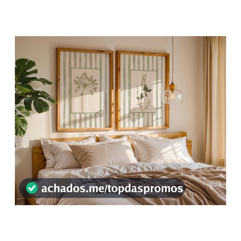 Kit 2 Quadros Florais em Tons de Verde Sálvia Arte
