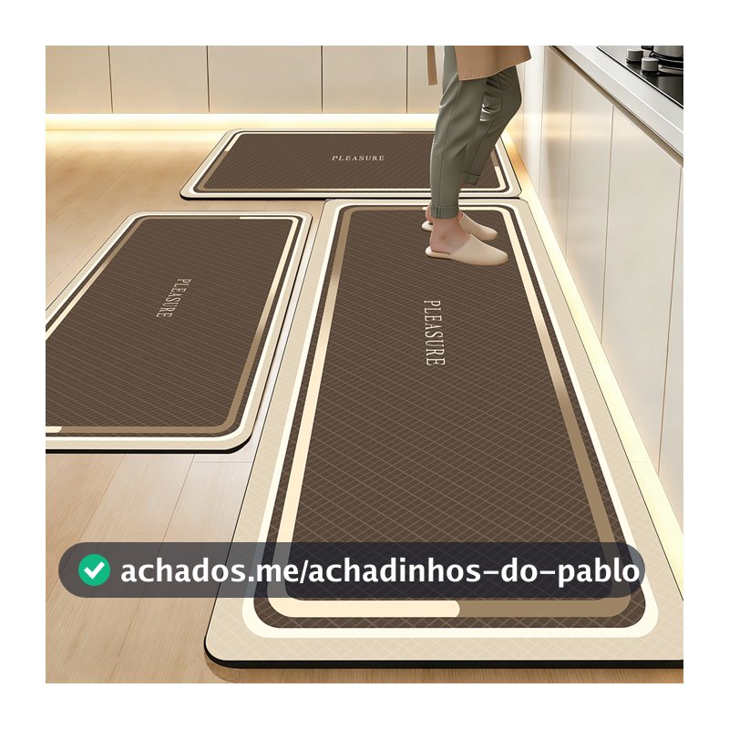 Kit 3 peças Tapete de Cozinha de Borracha - Antiderrapante, Resistente e Secagem Rápida, 120x40cm e 60x40cm e 60x40cm