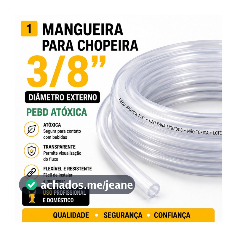 Mangueira PE 3/8 1 a 10 Metros Chopeira Chopp CO2 Tubo 9,52mm Engate Rápido Purificador Bebedouro Filtro