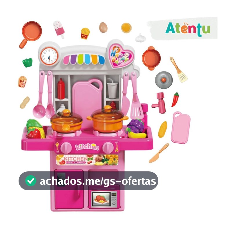 Cozinha Infantil Completa de Brinquedo com Luz e Som Sai Água Geladeira Fogão