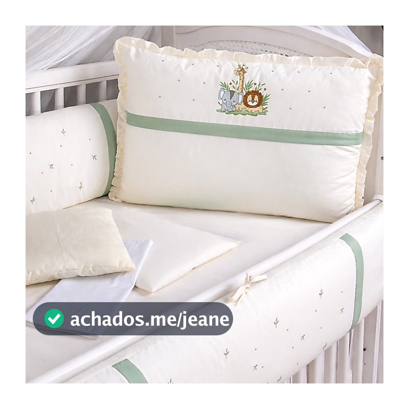 Kit Berço 10 Peças Menino Safari Verde com Mosquiteiro - Enxoval Completo Brubrelel Baby
