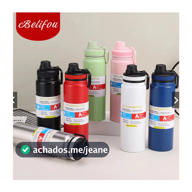Belifou Garrafa Térmica 800ml Em Inox Água Quente e Fria Para Academia Isolamento a Vácuo