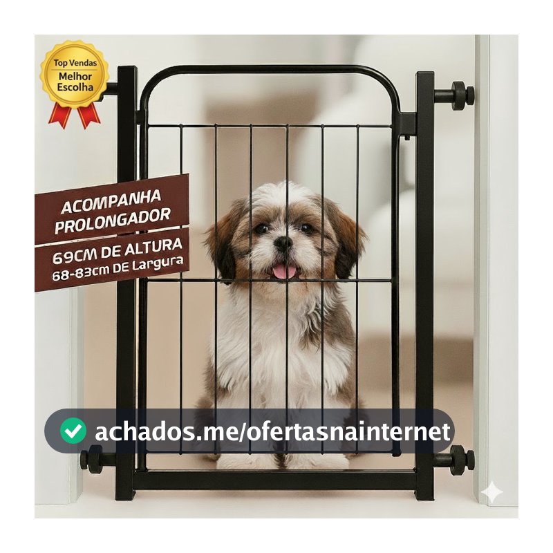 Portão Pet Grade Aramado de Proteção Para Cães Portão para Bebes Segurança Para Crianças Com Extensor de 10cm