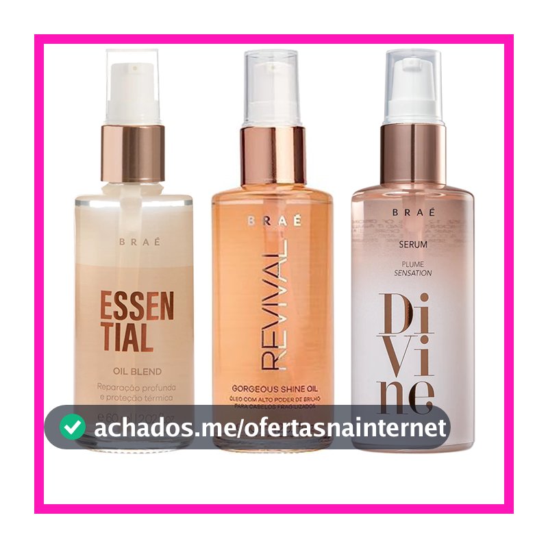 Braé Óleo Capilar (Gorgeous Shine Oil Revival, Plume Sensation Divine, Oil Blend Soul Color, Essential Oil Blend) 60ml