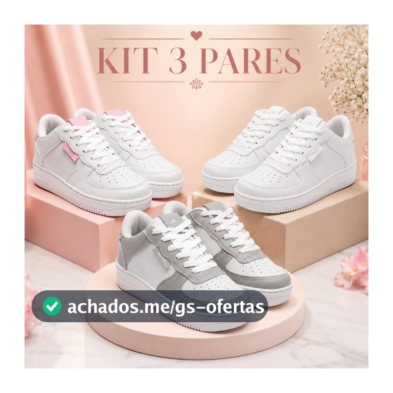 3 Pares Tênis Feminino Macio Ultraleve Street Style Para Visuais Casuais e Modernos
