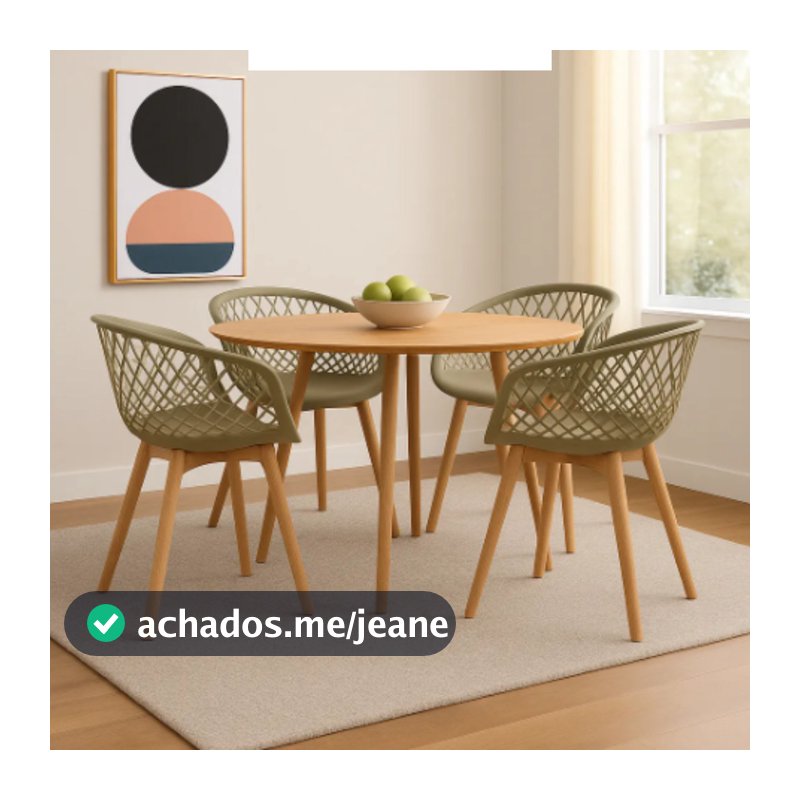 Kit 4 Cadeiras de Jantar Tiffany Web Empório Base Wood