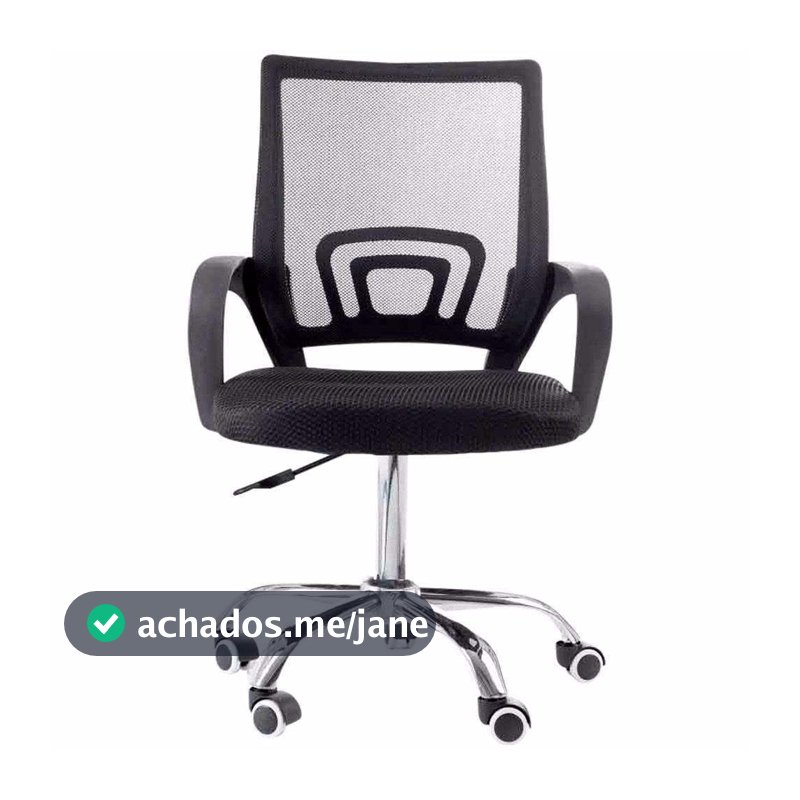 Cadeira de Escritório Office Fit Preta com Estofado de Mesh & Tecido