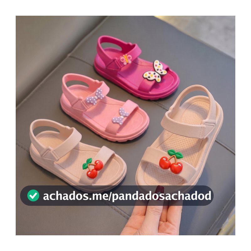 Sandália Infantil Feminina Nuvita Leve Confortável Antiderrapante com Apliques de Menina