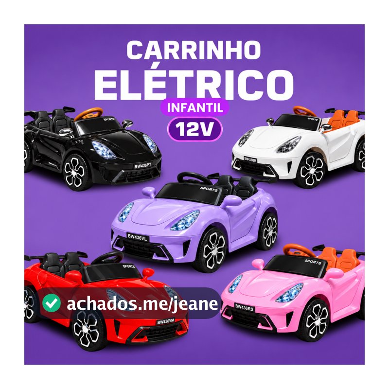 Mini Carro Elétrico Infantil 12V C/ USB Passeio Motorizado Com Luz Buzina Música e Controle Remoto