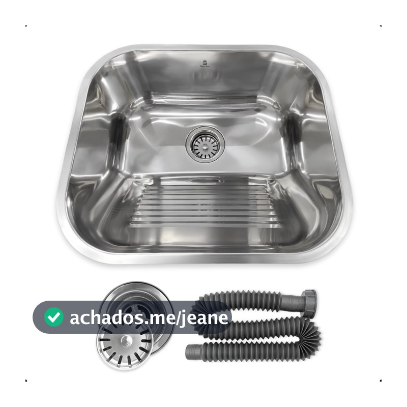 Tanque Para Lavanderia Pia De Aço Inox 304 Com Ralo Sifão 40x34cm Fácil Instalação