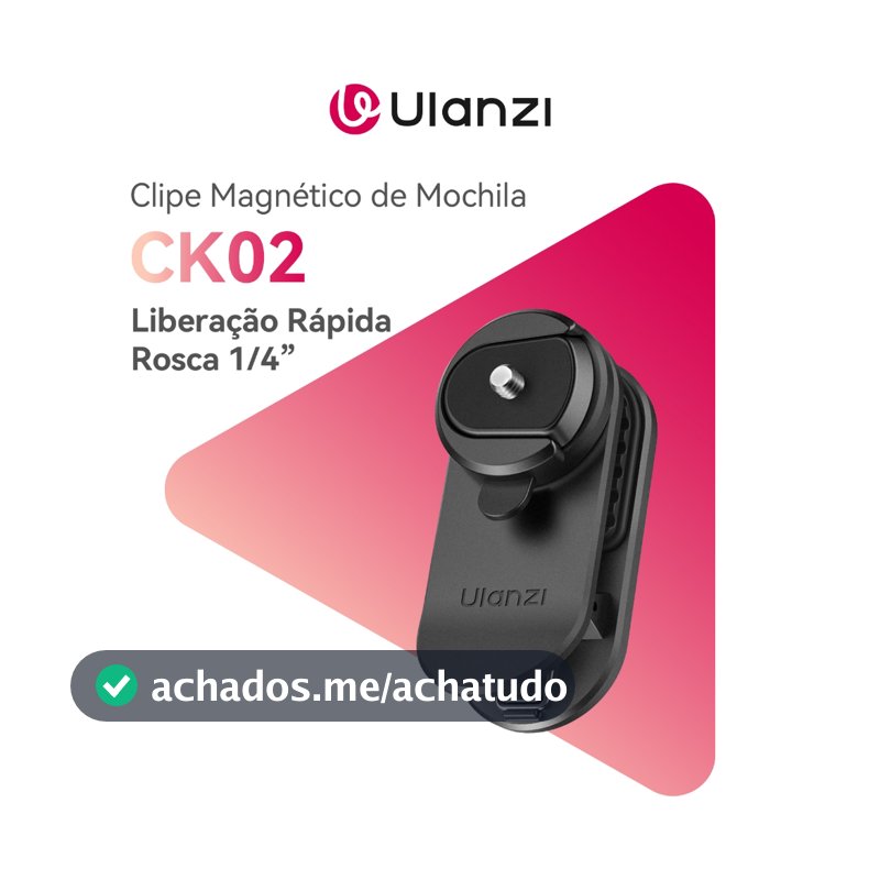 ULANZI CK02 Clipe Magnético de Mochila com Liberação Rápida Rosca 1/4” para Câmeras de Ação Celular