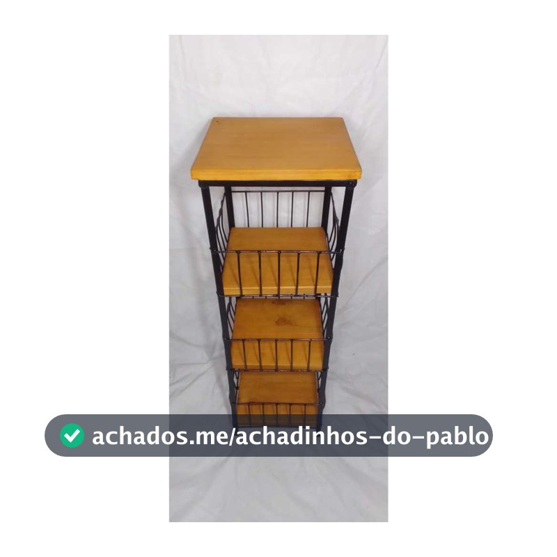 Fruteira De Ferro E Madeira De Chão 3 Andares Suporte Filtro marela