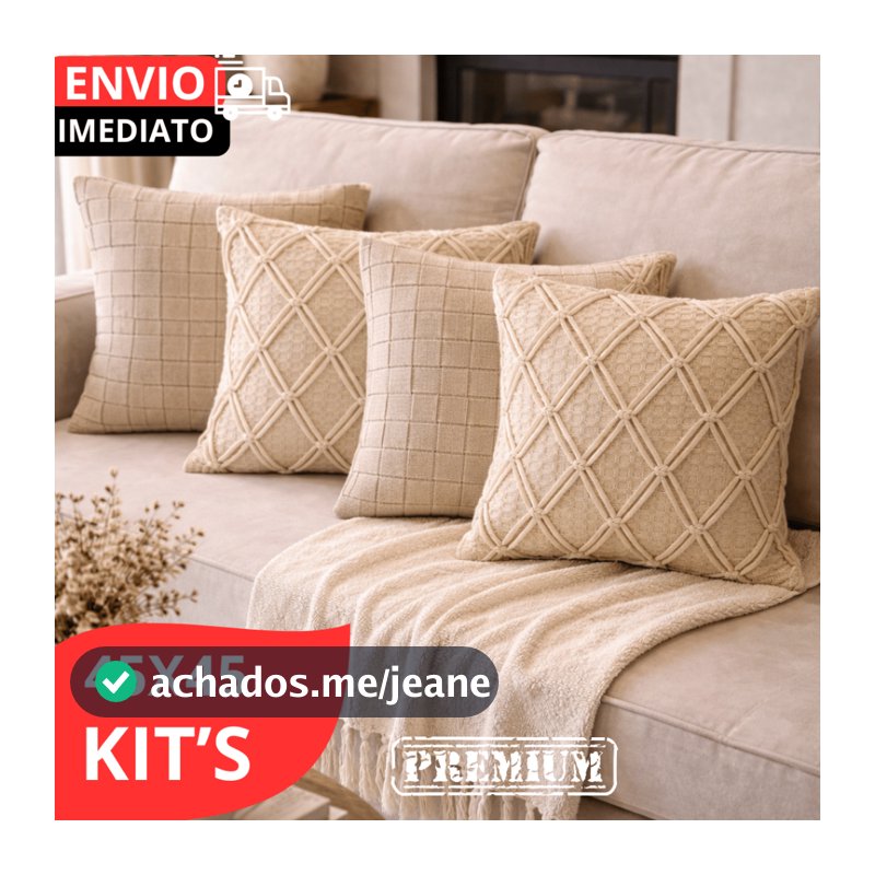 KITS 1/2/3/4 ALMOFADAS LINHO FEITA A MÃO PREMIUM ARTESANAL 100% ALGODÃO SOFÁS CAMAS TOTAL BOHO CHIC.