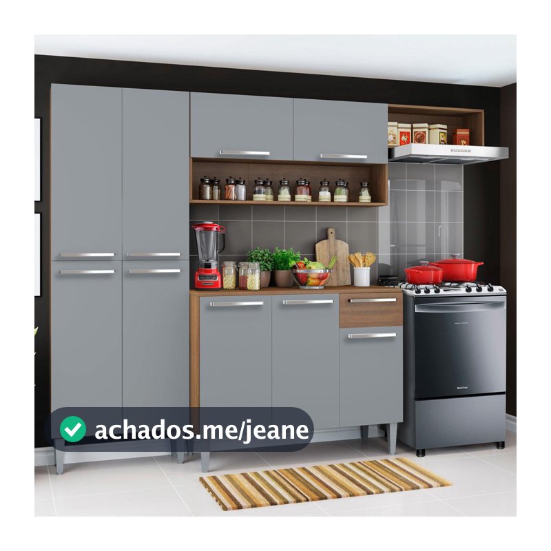 Armário de Cozinha Compacta Rustic/Cinza Emilly Top Madesa