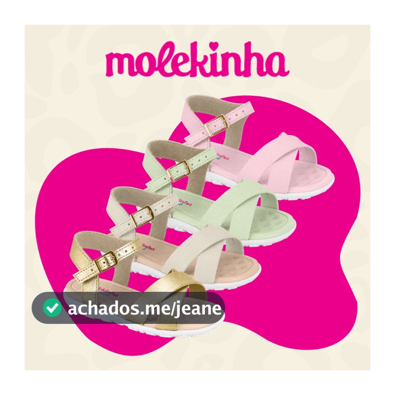Sandália Infantil Molekinha Menina Ajustável Dia a Dia Leve Confortável Macia Papete Original