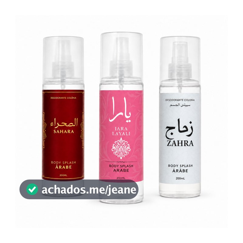 Kit 3 Body Splash Feminino Árabe 200ml – Sahara + Layali + Zahra | Alta Fixação