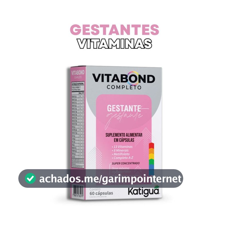 Vitabond Completo Gestante 60Cápsulas 600mg Metilfolato Vitaminas de A-Z Dose Máxima de Ácido Fólico