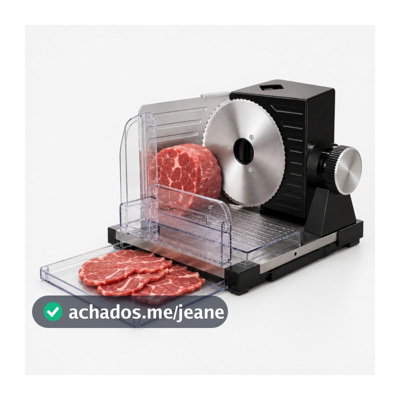 Fatiador Elétrico de Frios Multifuncional 220V - Lâmina Aço Inox, Espessura Ajustável 0-15mm, Corte Profissional para Ca