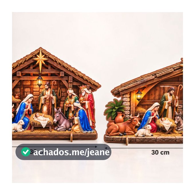 Presépio De Natal Nascimento Cristo Manjedoura Decoração Enfeite Natalino Mdf