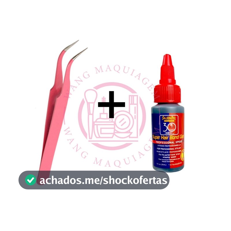 Conjunto Pinça Extensão De Cílios + Super Cola Salon Pro 30ml Para Alongamento