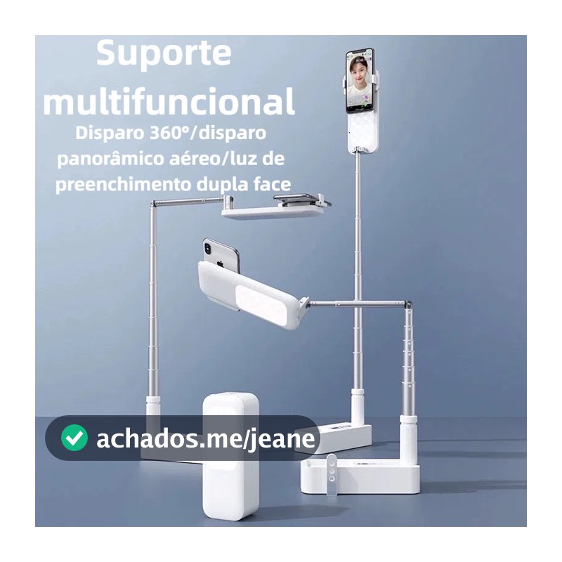 Suporte Para Celular Dobrável Multifuncional sem fio Com Luminaria e Controle V6