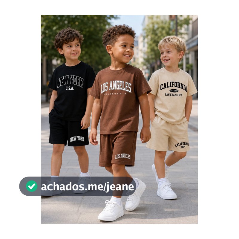 Kit 6 Peças Conjunto Camiseta e Bermuda Infantil Casual Estampado New York