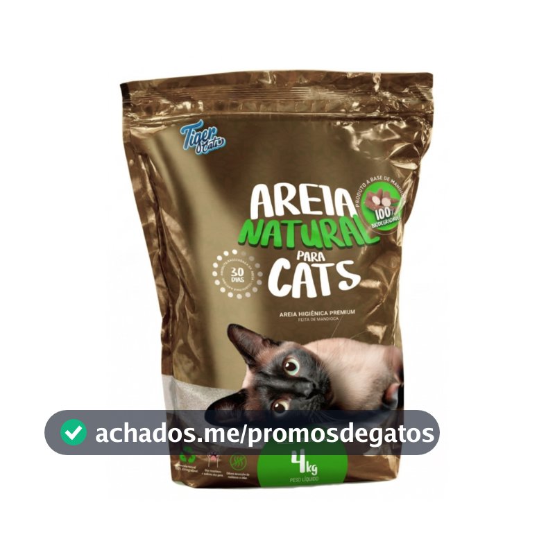 Areia Higiênica Biodegradável Mandioca Para Gatos Tiger Cats