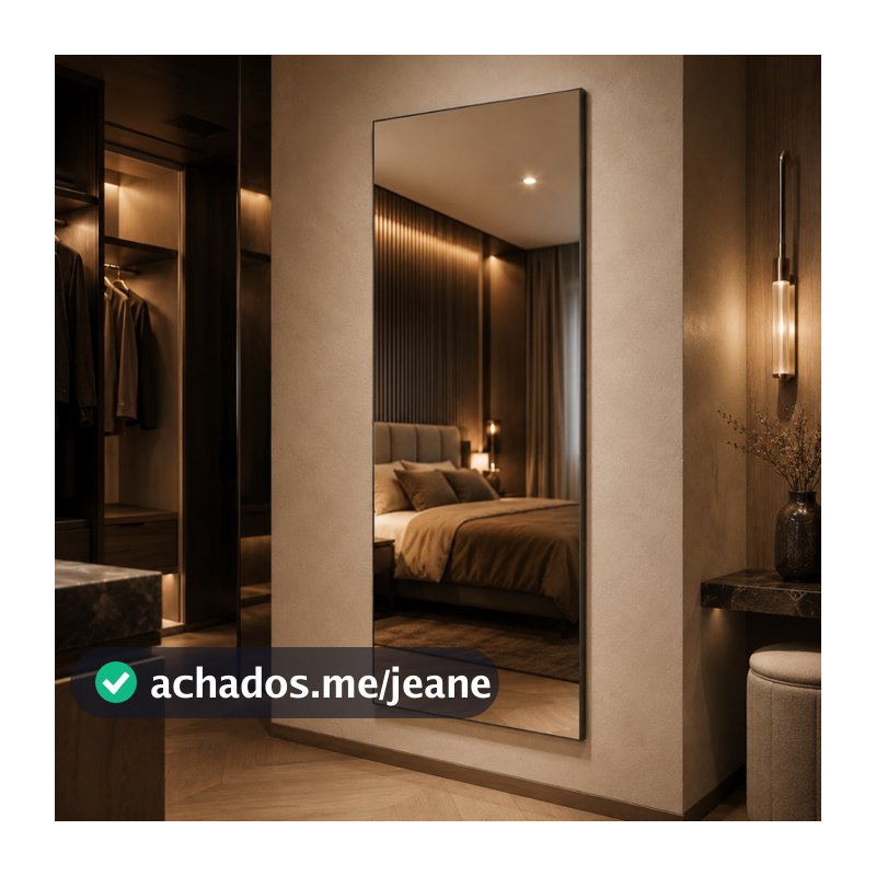 Espelho Mirano Lisboa 100x40cm Lapidado Grande Moderno Banheiro Lavabo Quarto Parede Decorativo Luxo