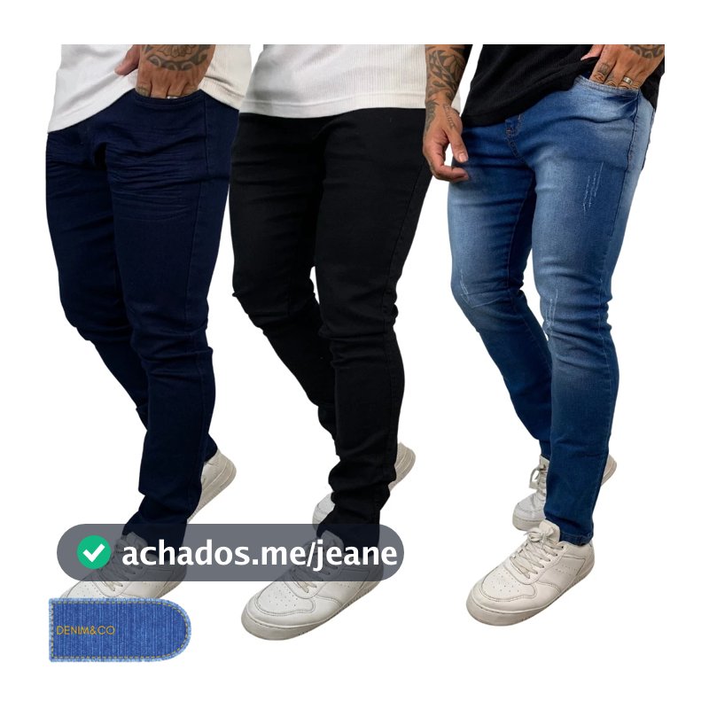 Kit Calças Jeans Masculina  Skinny para trabalho costura reforçada Original