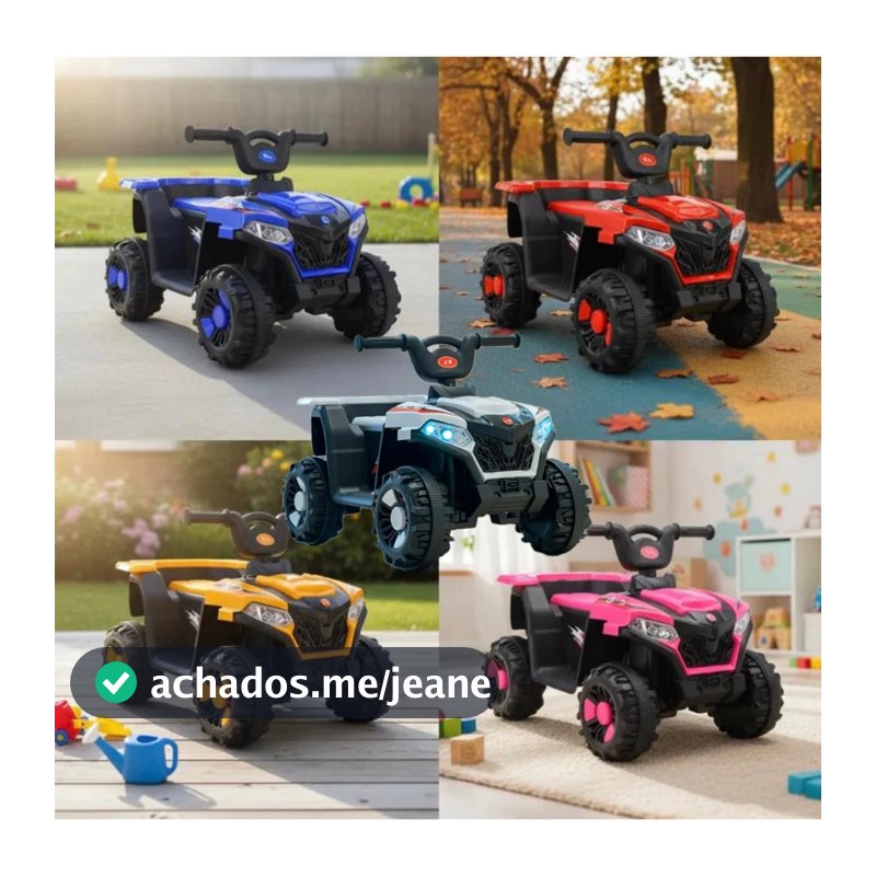 Mini Quadriciclo Elétrico Infantil 6V Marcha Frente Ré Luz Som Presente Menino Menina ATV