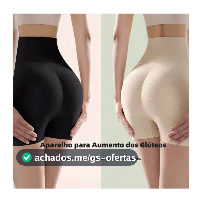 Calcinha Short Modeladora de Barriga Enchimento de Glúteos Levanta Bumbum Cor preta e bege