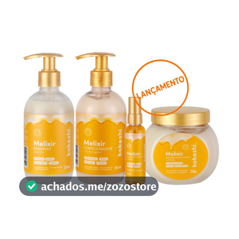 Kit Shampoo + Condicionador + Máscara + Sérum Melixir Kokeshi