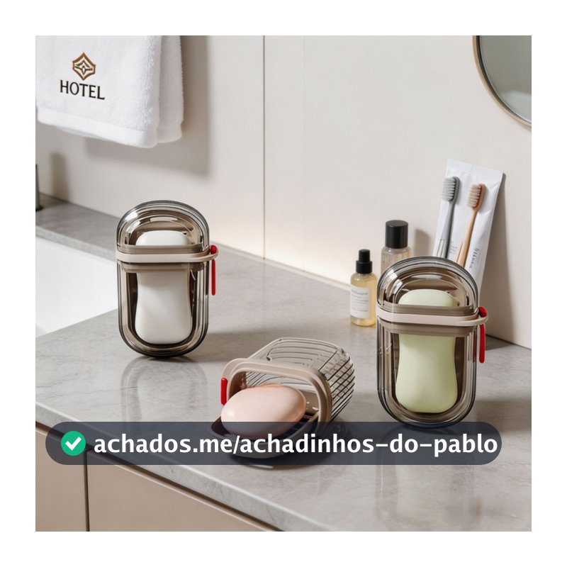 Saboneteira Portátil com Dreno Porta Sabão Tampa Vedada para Banheiro Viagem e Academia