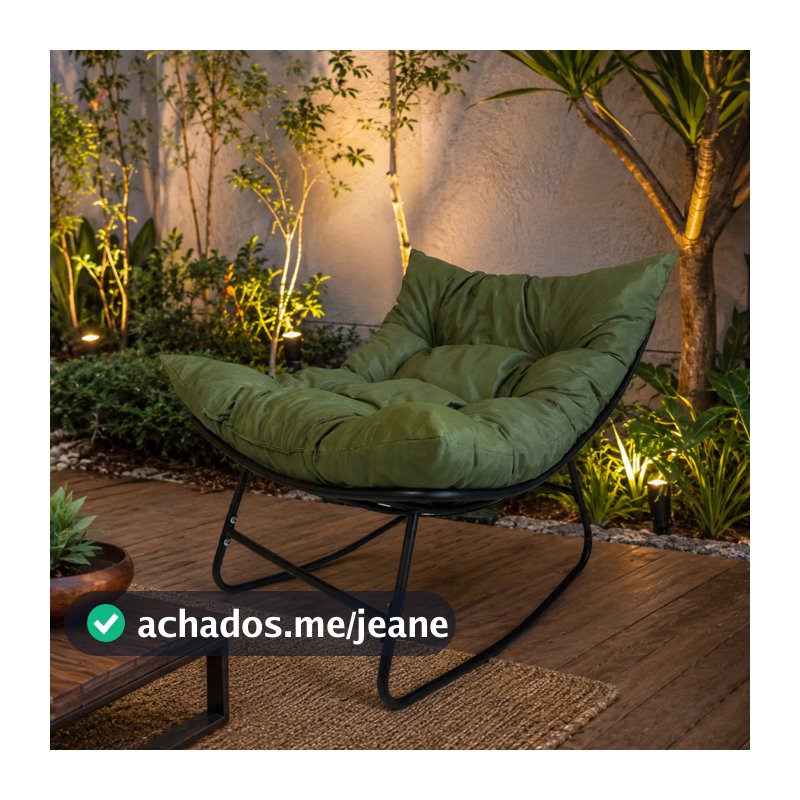 Poltrona Aconchego Balanço com Almofada Drytex Estrutura de Ferro Preta