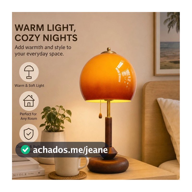 Retro Bauhaus Vidro Cogumelo Candeeiro De Mesa Com Puxar Cabo Interruptor Estética Decoração Do Quarto Luz Da Noite Adeq