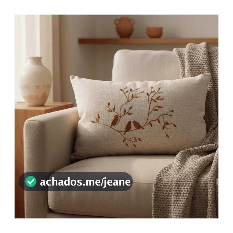 Almofada Baguete Bordada Pássaros 35x49cm Bordada Linho Com Enchimento Casa Decoração Cama Posta