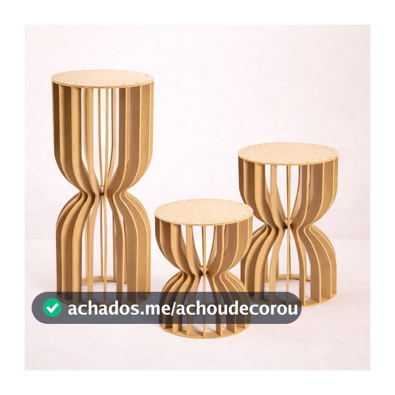 Trio Mesa Festa Ampulheta Lançamento Enfeites Decorações Mdf