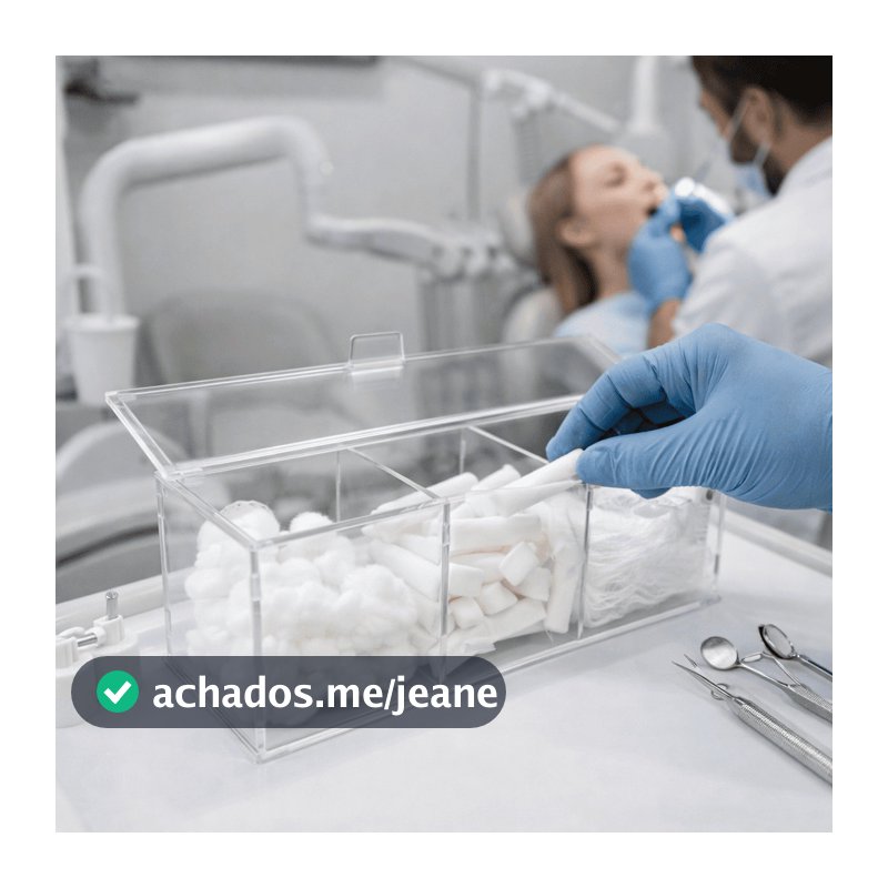 Suporte Organizador Odontológico 3 Divisórias para Algodão, Gaze e Roletes | Higiene e Organização para Consultórios