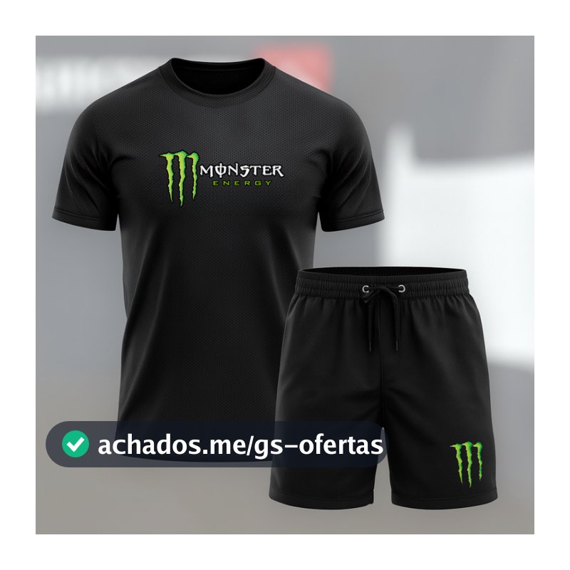 Conjunto Camiseta e Bermuda MNST - Kit 2 Peças - 1 Camisa Dry fit | 1 Short Tactel Mauricinho Esportivo Academia Slim