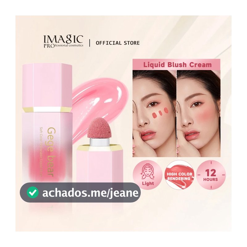 Creme de Blush Líquido com Pincel Flocking, Bastão de Blush Leve e Sedoso para Realçar o Rosto, Estilo Coreano.