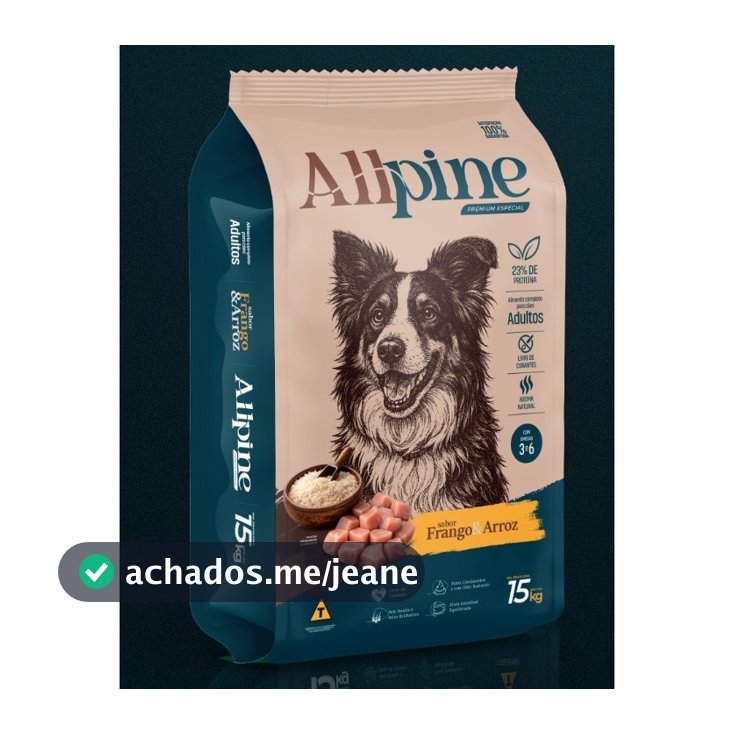 Ração Premium Especial 23% Proteína Cães Adulto ALLPINE FRANGO E ARROZ 15Kg
