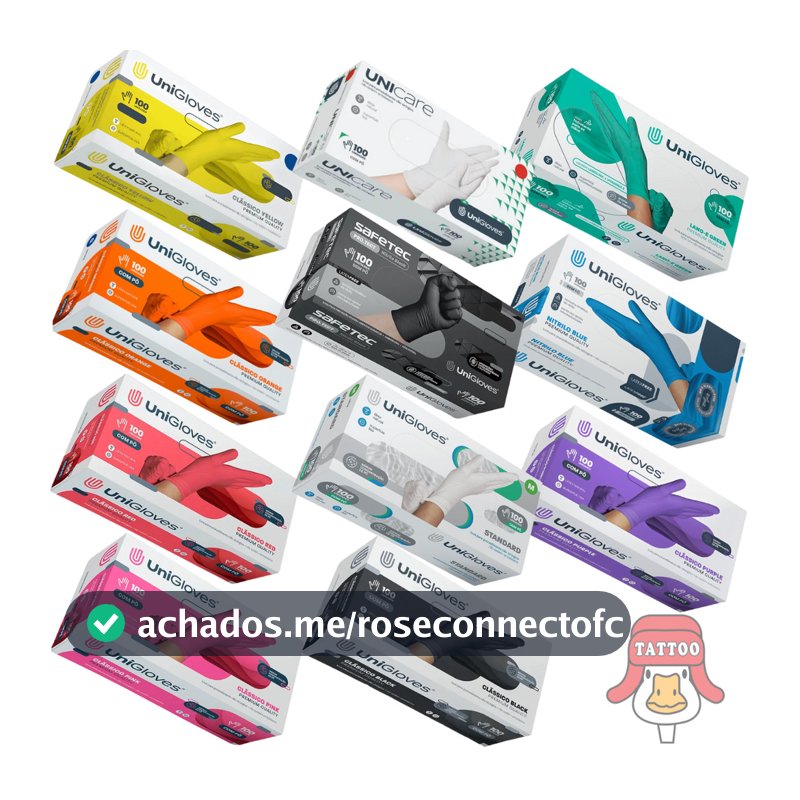 Caixa Luvas Premium Unigloves C/ 100 Unidades Latex e Nitrilo Cores